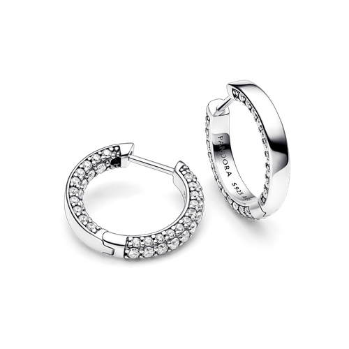 Aretes de aro Hilera de pavé Pandora Timeless Pandora Plata Esterlina