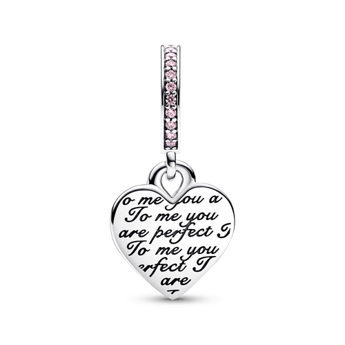 Charm colgante doble Corazón infinito de dos tonos Recubrimiento en Oro Rosa de 14k