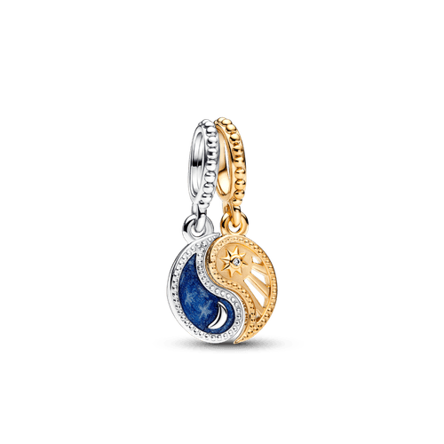 Charm colgante separable de dos tonos Sol y Luna Recubrimiento en Oro de 14k | Pandora Plata Esterlina