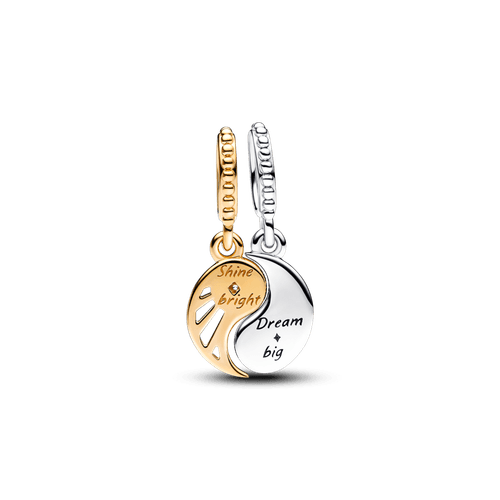 Charm colgante separable de dos tonos Sol y Luna Recubrimiento en Oro de 14k | Pandora Plata Esterlina
