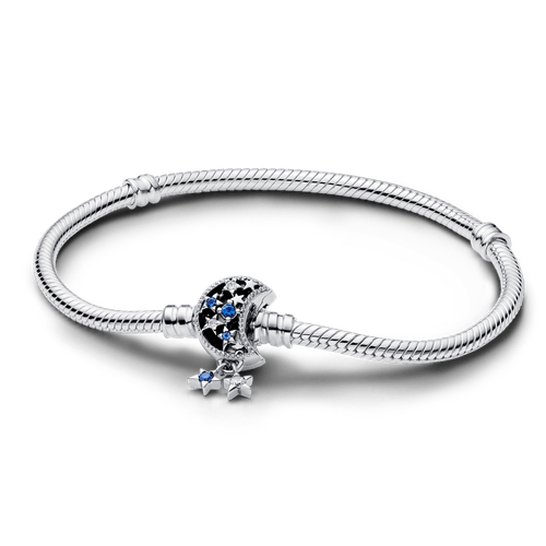 Brazalete Cadena de Serpiente con Cierre Luna Brillante de Pandora Moments