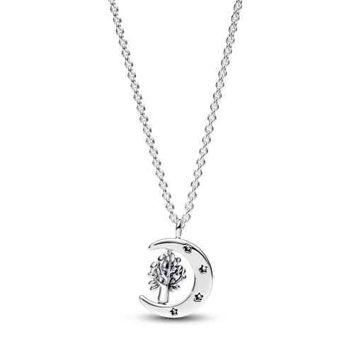 Collar con Colgante Árbol de la Vida Giratorio y Luna