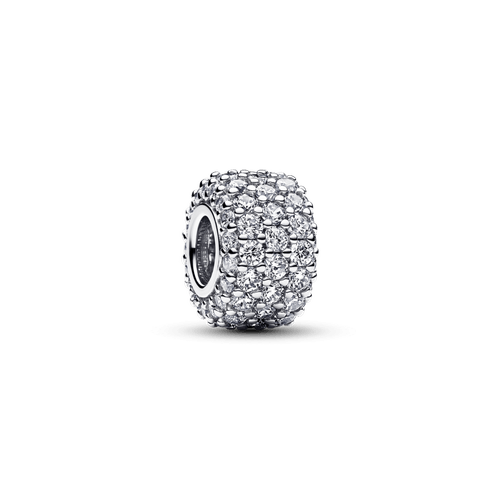 Charm Triple Fila de Brillante Pavé Color Plata