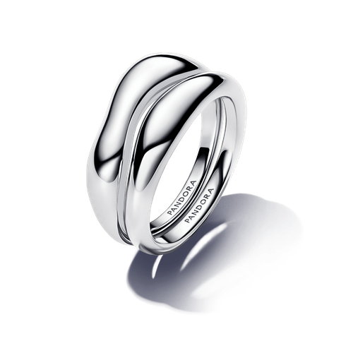 Anillos Combinables Forma Orgánica Plata