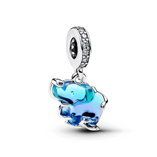 Charm Colgante de Cristal de Murano Azul Elefante
