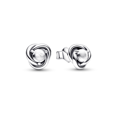 Aretes de botón Círculo Eternidad transparente