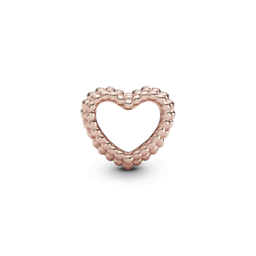 Charm corazón abierto con cuentas Recubrimiento en Oro Rosa de 14k