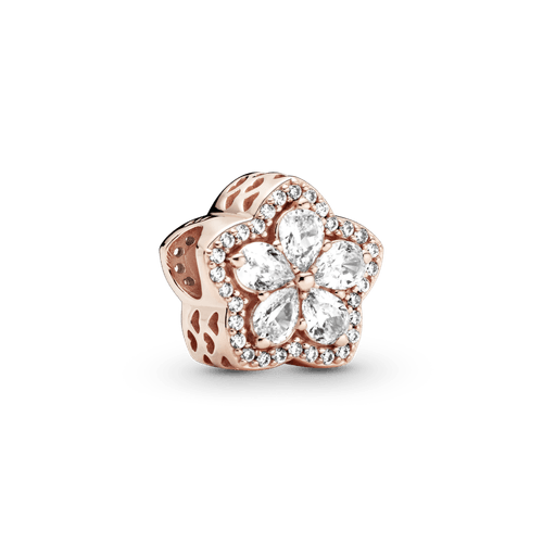 Charm Recubrimiento en Oro Rosa de 14k con pavé de copo de nieve brillante