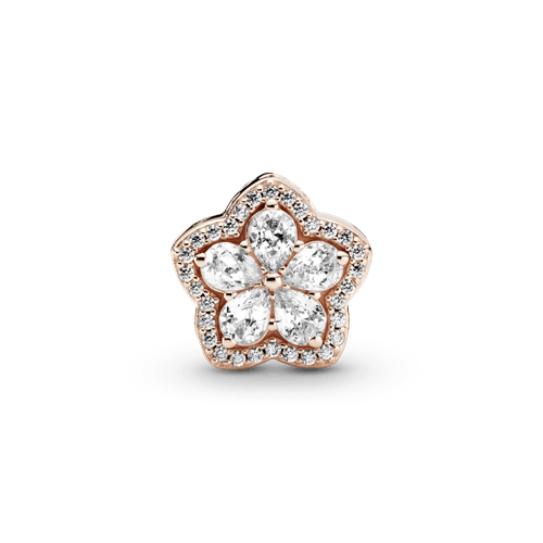 Charm Recubrimiento en Oro Rosa de 14k con pavé de copo de nieve brillante