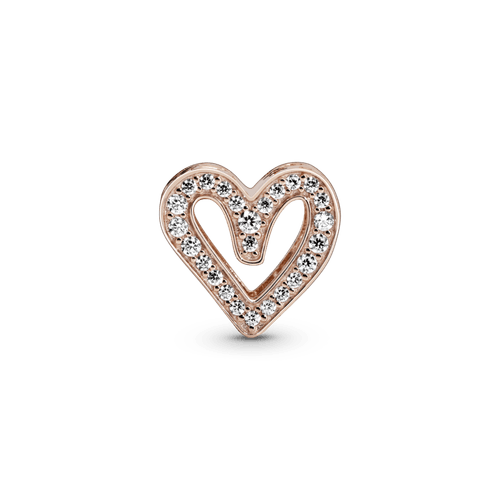 Charm resplandeciente Corazón de diseño libre Recubrimiento en Oro Rosa de 14k