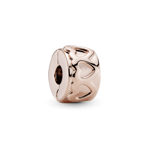 Charm Sujetador Banda de corazones Recubrimiento en Oro Rosa de 14k
