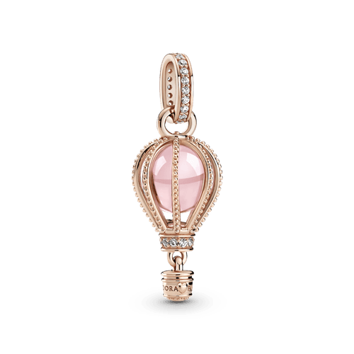 Charm Colgante Globo Aerostático Rosa Resplandeciente Recubrimiento en Oro Rosa de 14k
