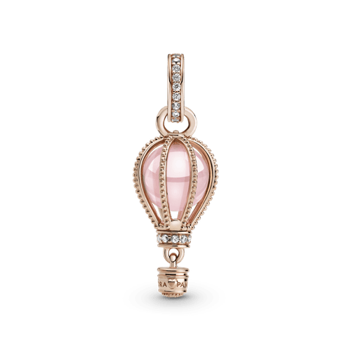 Charm Colgante Globo Aerostático Rosa Resplandeciente Recubrimiento en Oro Rosa de 14k