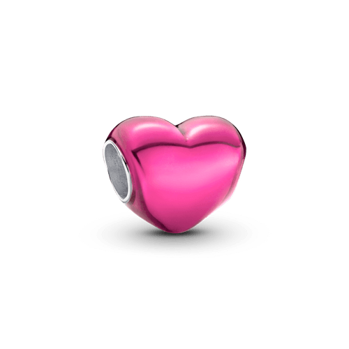Charm Corazón Metálico Rosa