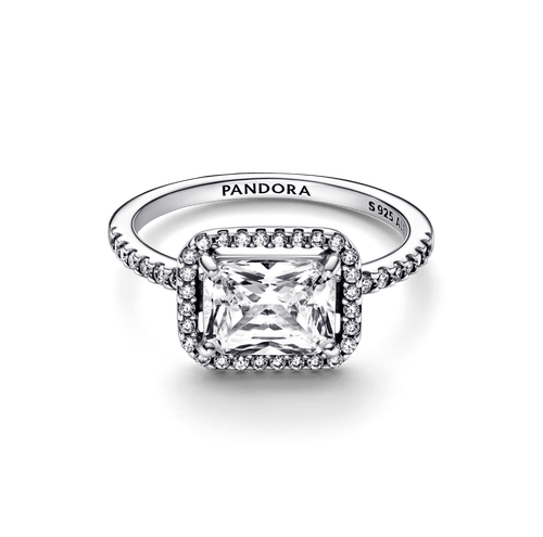 Anillo Halo rectangular reluciente