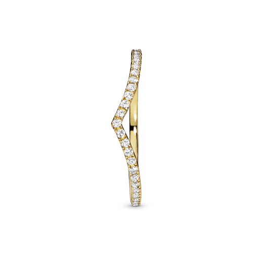 Anillo Hueso de los deseos deslumbrante Recubrimiento en Oro de 14k