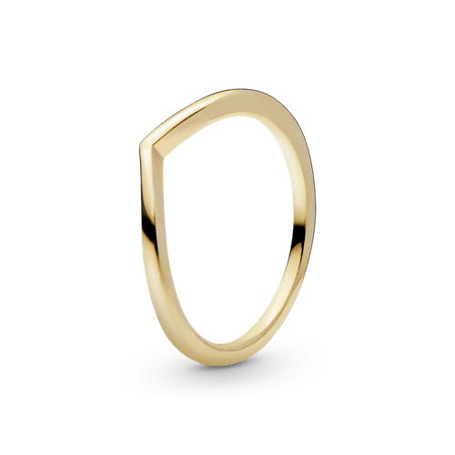 Anillo Hueso De Los Deseos Pulido Recubrimiento en Oro de 14k
