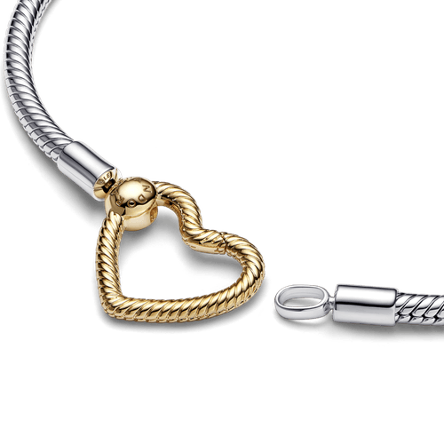 Brazalete cadena de serpiente con broche de corazón Pandora Moments Pandora Plata Esterlina