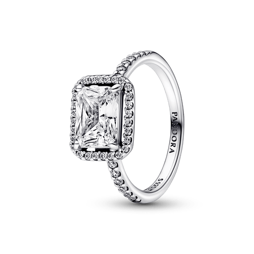 Anillo Halo rectangular reluciente