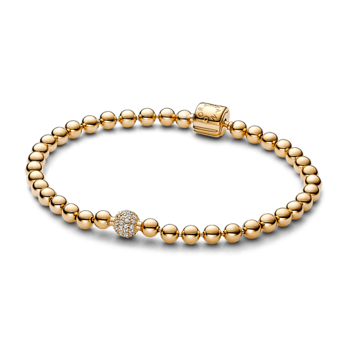 Brazalete Cuentas y Pavé Pandora Signature Recubrimiento en Oro de 14k