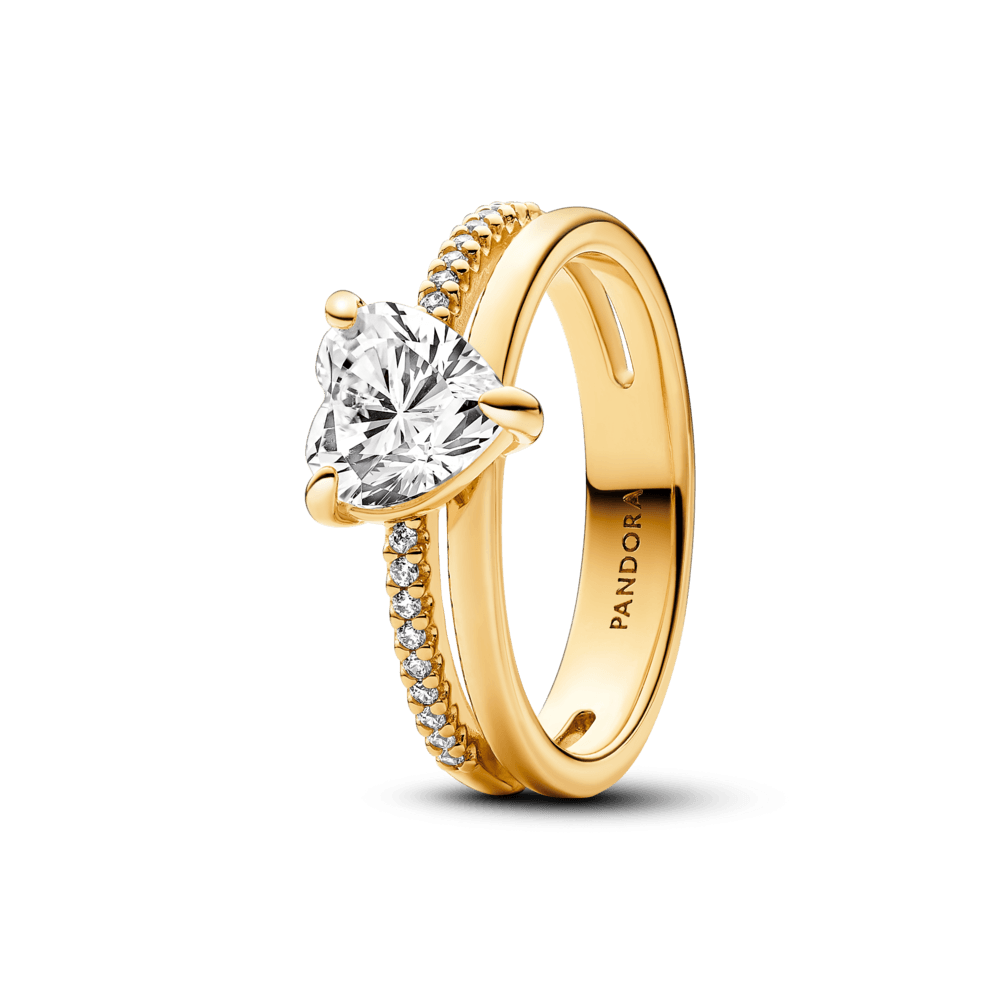 Pandora Anillo Corazon Doble Banda 48 en Dorado