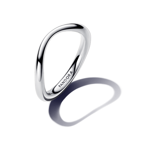 Anillo Banda Forma Orgánica Plata