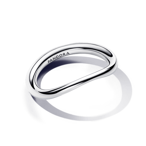 Anillo Banda Forma Orgánica Plata