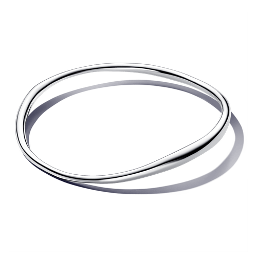 Brazalete Rígido Forma Orgánica Plateado