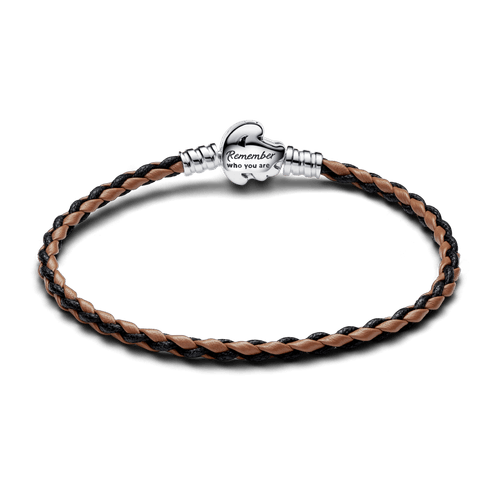 Brazalete Pandora Moments en Cuero Trenzado con Cierre El Rey León de Disney