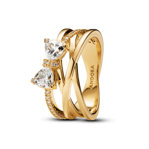 Anillo Banda Cruzada Lazo Brillante