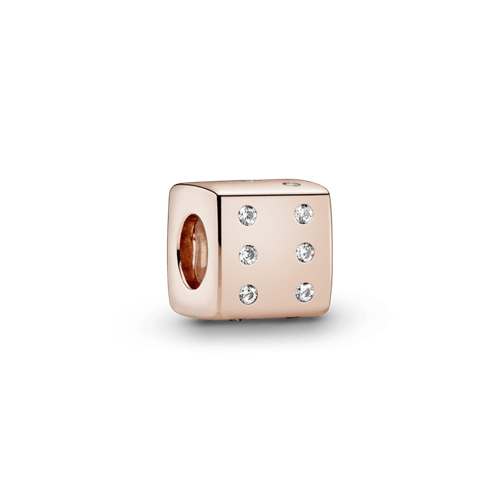 Charm Dado Brillante Recubrimiento en Oro Rosa de 14k