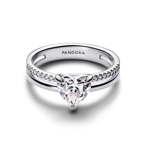 Anillo Corazón Doble Banda Plata