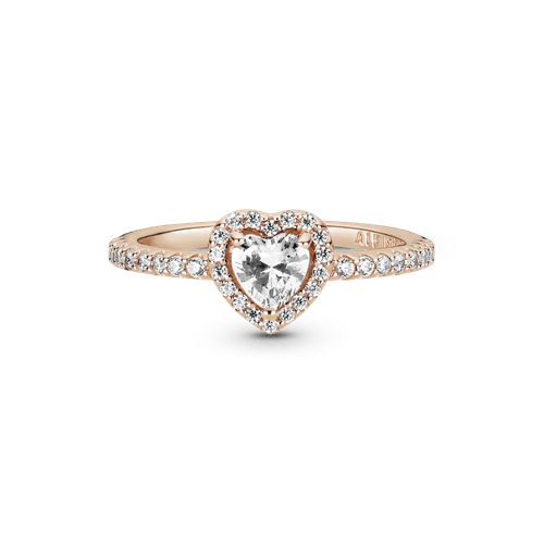 Anillo de corazón elevado brillante Recubrimiento en Oro Rosa de 14k