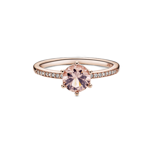 Anillo Solitario Corona Brillante Rosa Recubrimiento en Oro Rosa de 14k