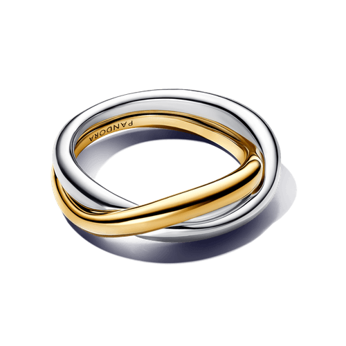 Anillo Bandas Entrelazadas en Dos Tonos