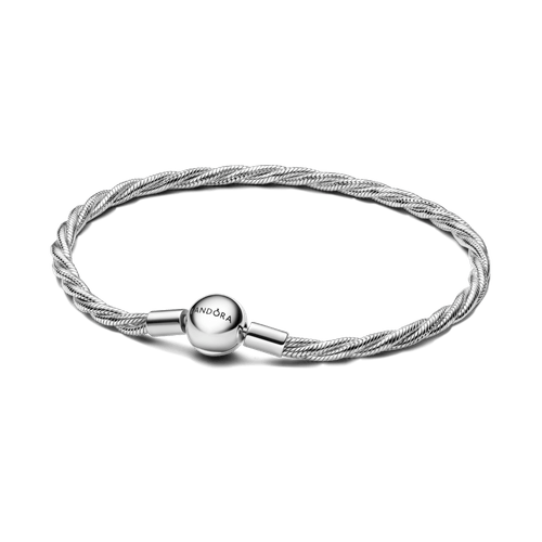 Brazalete Cadena de Serpiente Trenzada con Cierre de Bola de Pandora