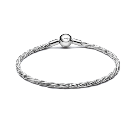 Brazalete Cadena de Serpiente Trenzada con Cierre de Bola de Pandora