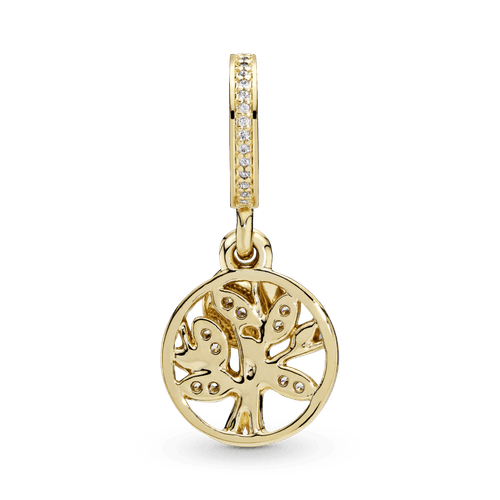 Charm colgante Árbol de familia reluciente Recubrimiento en Oro de 14k