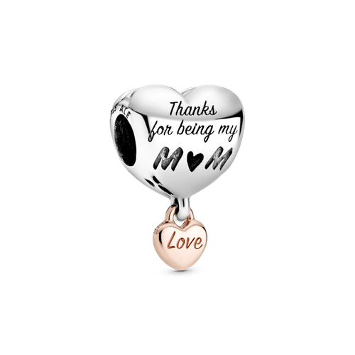 Charm Corazón Yo te amo mamá Recubrimiento en Oro Rosa de 14k