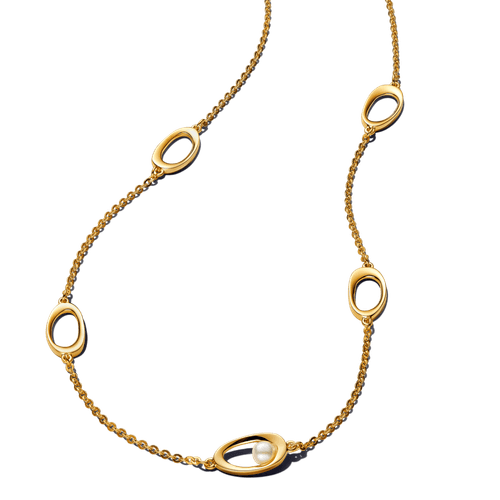 Collar Óvalo de Forma Orgánica y Perla Cultivada de Agua Dulce