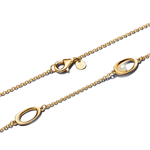 Collar Óvalo de Forma Orgánica y Perla Cultivada de Agua Dulce