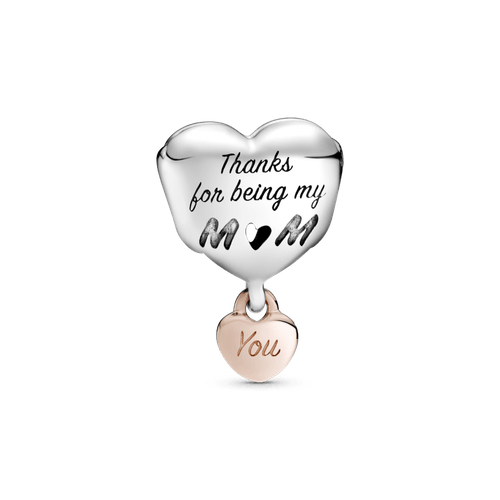 Charm Corazón Yo te amo mamá Recubrimiento en Oro Rosa de 14k