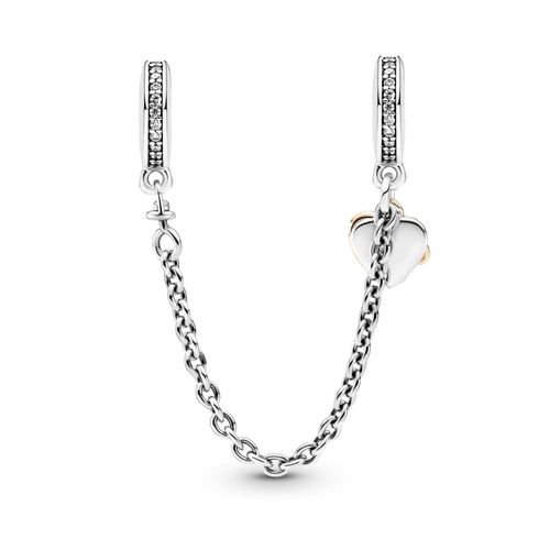 Cadena De Seguridad Corazón De Familia Recubrimiento en Oro Rosa de 14k