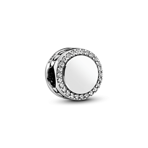 Charm de Botón Brillante para Grabar Plateado