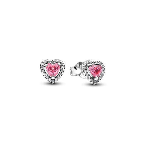 Aretes de Botón Corazón Rosa