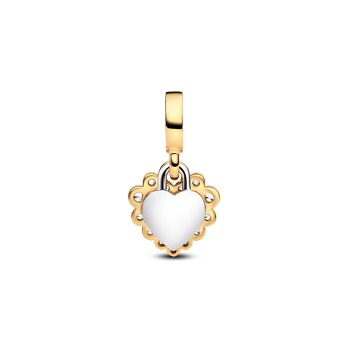 Charm Colgante Doble Corazón Brillante Dorado