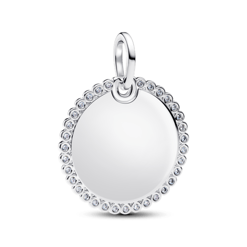Colgante Placa Redonda Grabable Plateado
