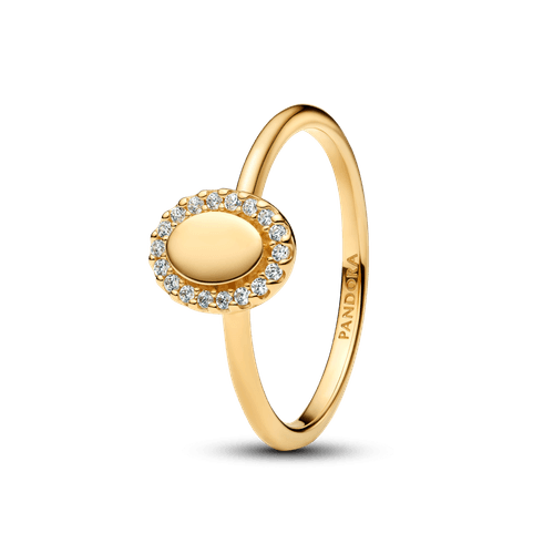 Anillo Halo Ovalado Grabable