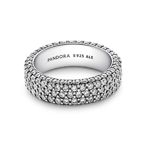 Anillo Fila Triple en Pavé